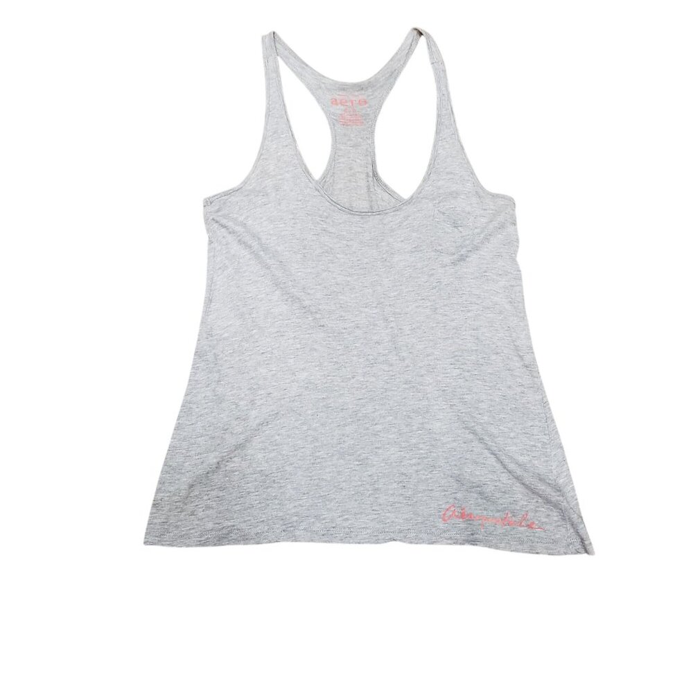 Aeropostale Gray Racerback Tank Top Womens S Casual Lightweight Spellout